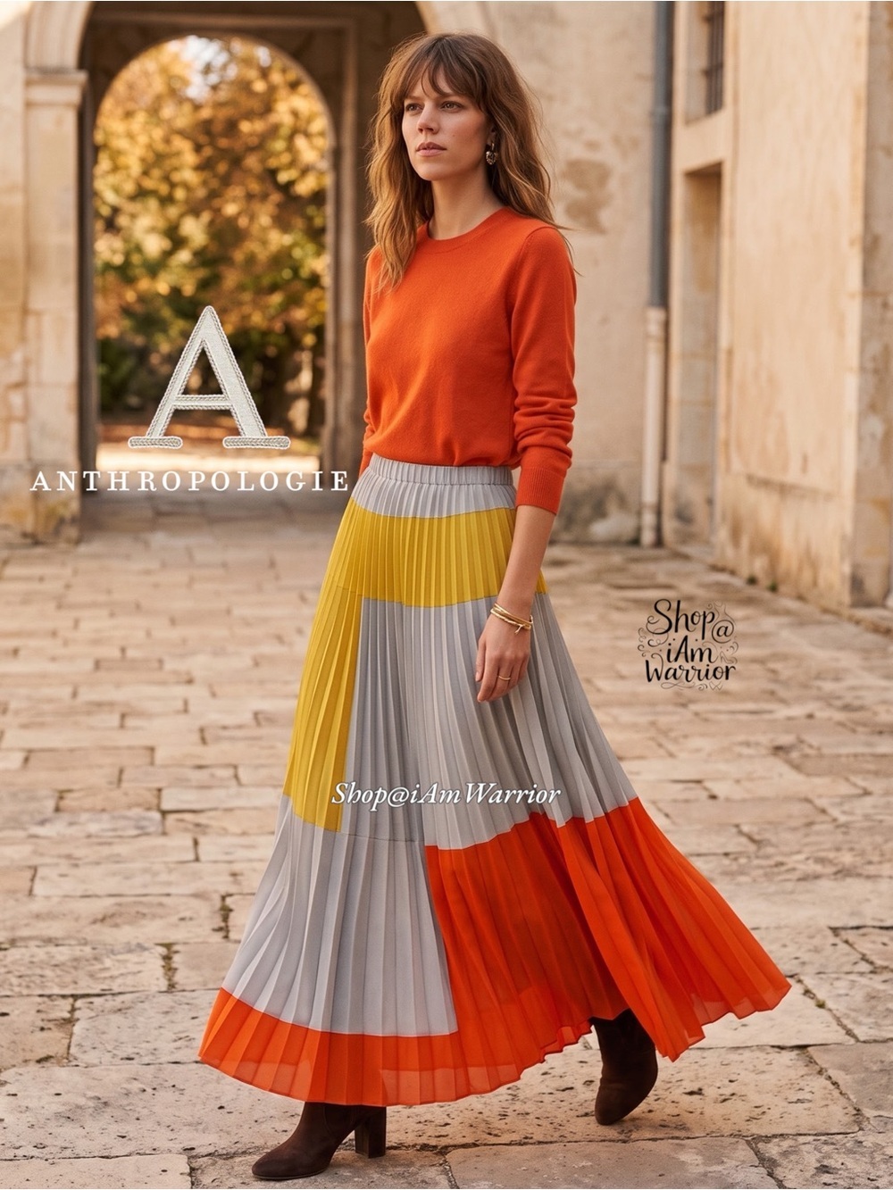 Anthropologie pleated color block maxi skirt *shop@iamwarrior